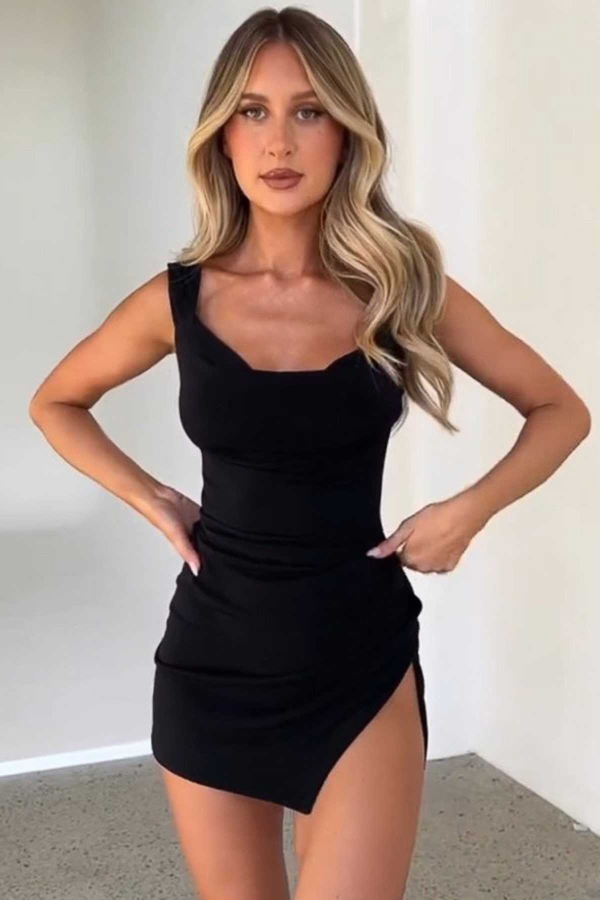 Corset High Slit Mini Dress – Heather Clothing
