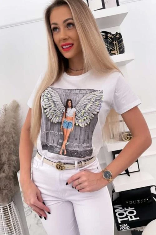 Дамска блуза с къс ръкав