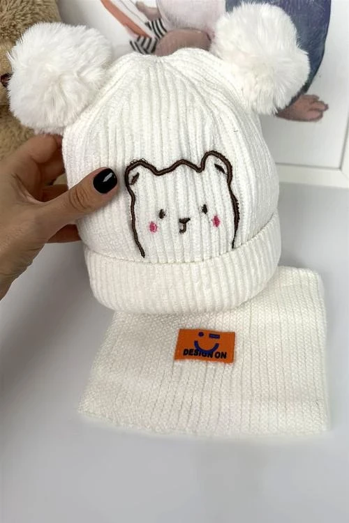 Комплект детска шапка и шал за момичета от 2 до 4 г.