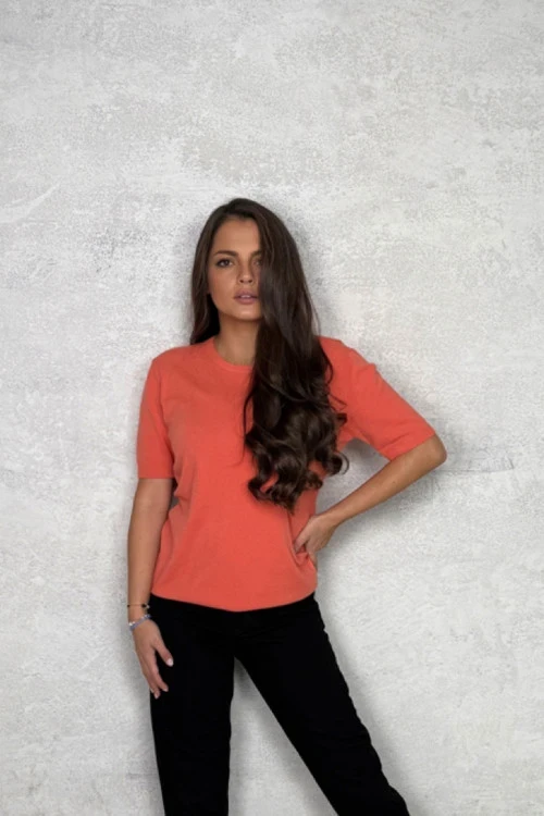 Дамска блуза с къс ръкав