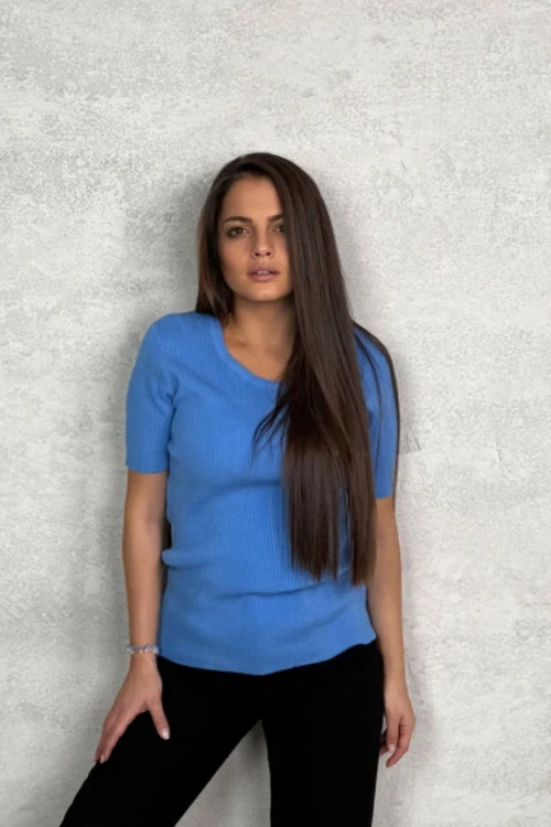 Дамска блуза с къс ръкав