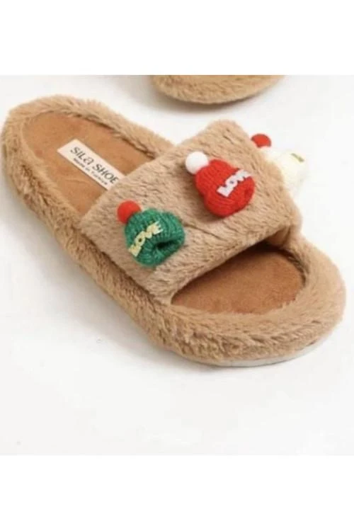 Дамски пантофи с коледен мотив