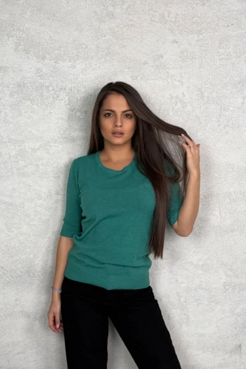 Дамска блуза с къс ръкав