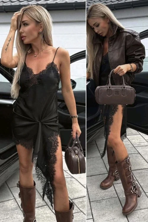 Дамска елегантна рокля с тънки презрамки