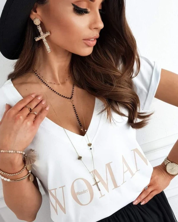 Дамска блуза с къс ръкав