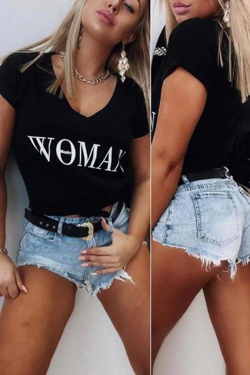 Дамска блуза с къс ръкав