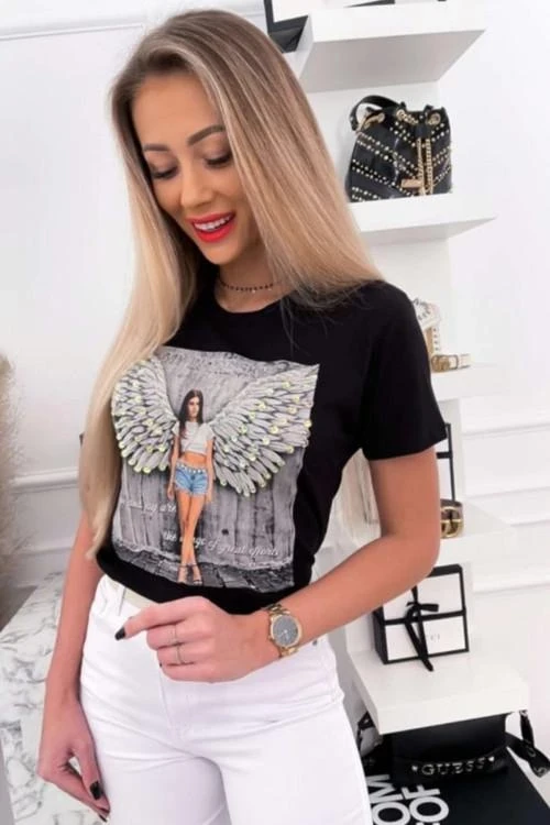 Дамска блуза с къс ръкав