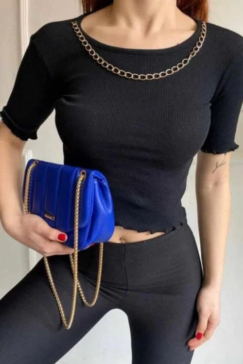 Дамска блуза с къс ръкав