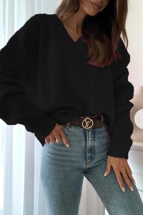 Дамски пуловер с V-образно деколте