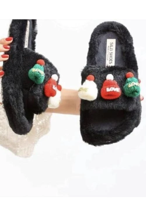 Дамски пантофи с коледен мотив