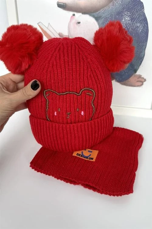 Комплект детска шапка и шал за момичета от 2 до 4 г.