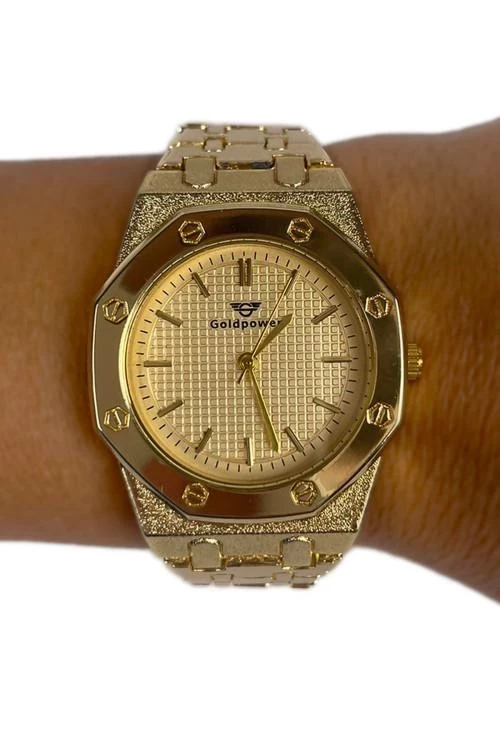 Мъжки часовник с двуцветна метална верижка