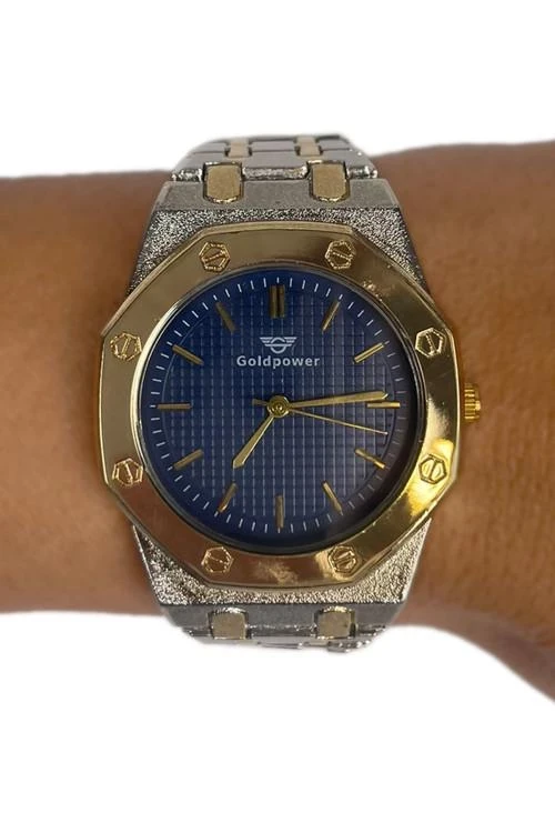 Мъжки часовник с двуцветна метална верижка