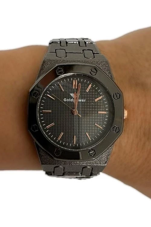 Мъжки часовник с двуцветна метална верижка