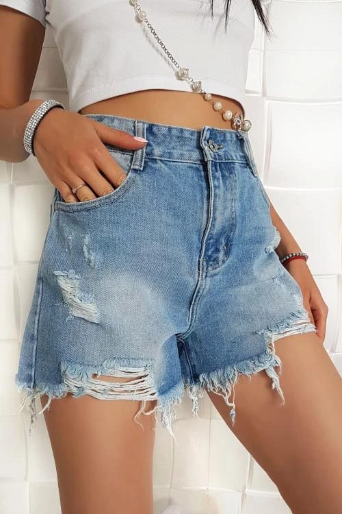 Дамски къси панталони със скъсан ефект