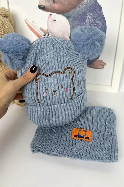 Комплект детска шапка и шал за момичета от 2 до 4 г.