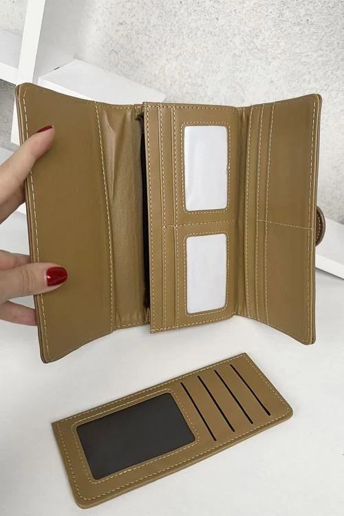 Дамско портмоне с тик-так копче