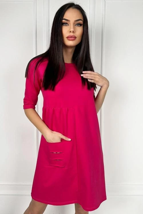 Дамска рокля с къс ръкав и джоб