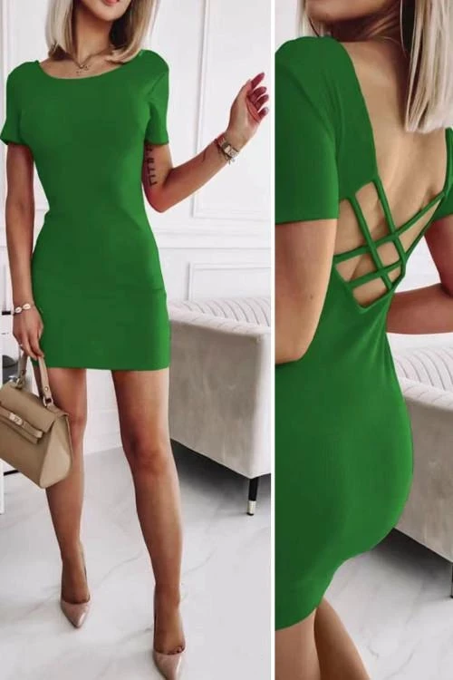 Дамска рокля с къс ръкав