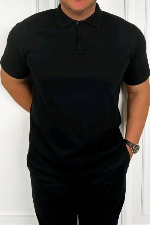 Ανδρική μπλούζα με κοντό μανίκι και φερμουάρ