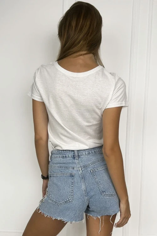 Ženske traper kratke hlače s aplikacijom