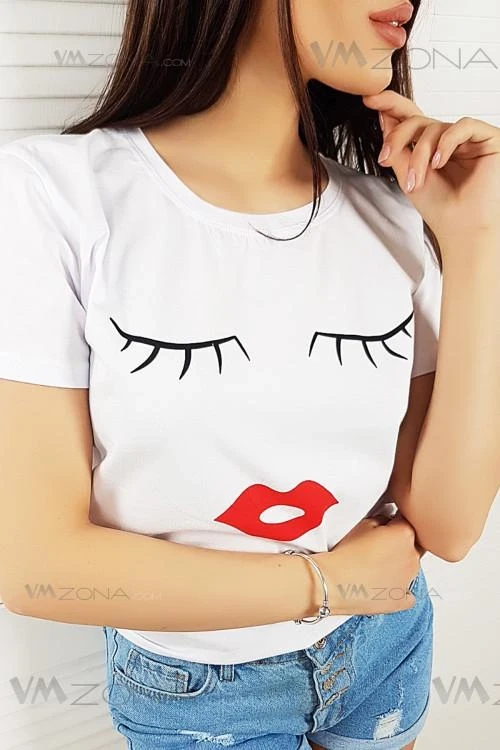 Дамска блуза с къс ръкав