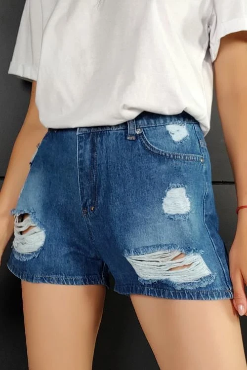 Дамски къси панталони със скъсан ефект