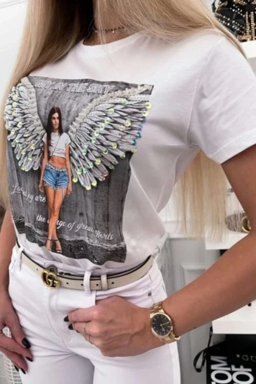 Дамска блуза с къс ръкав