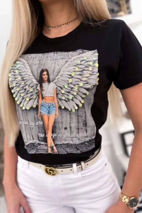 Дамска блуза с къс ръкав