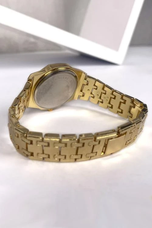 Мъжки часовник с двуцветна метална верижка