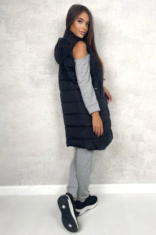 Дамски дълъг елек с тик-так копчета