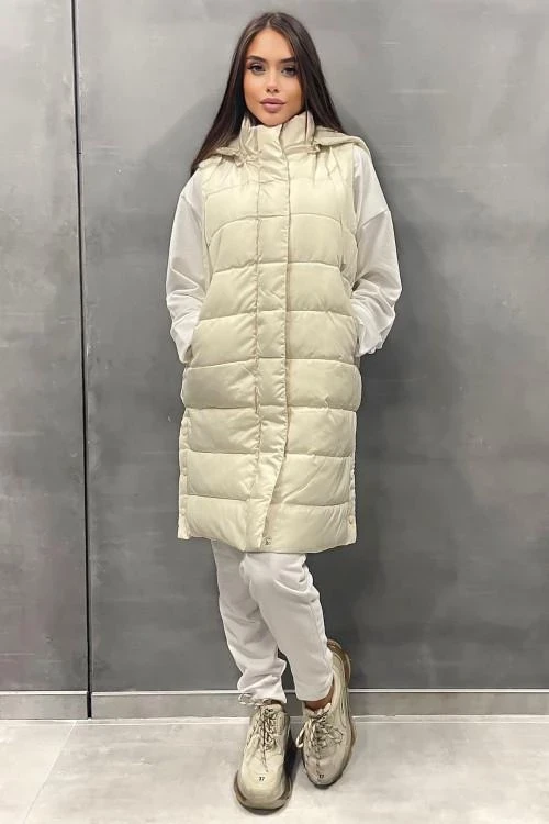 Дамски дълъг елек с тик-так копчета