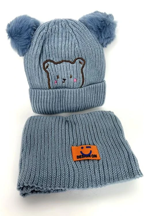 Комплект детска шапка и шал за момичета от 2 до 4 г.