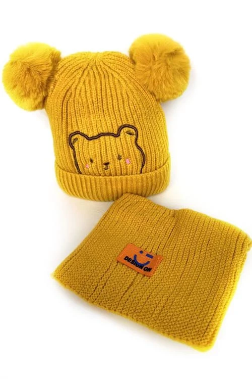 Комплект детска шапка и шал за момичета от 2 до 4 г.