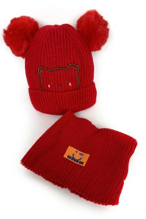 Комплект детска шапка и шал за момичета от 2 до 4 г.