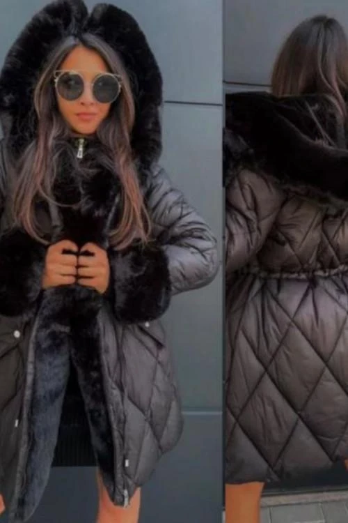 Női téli kabát kapucnival